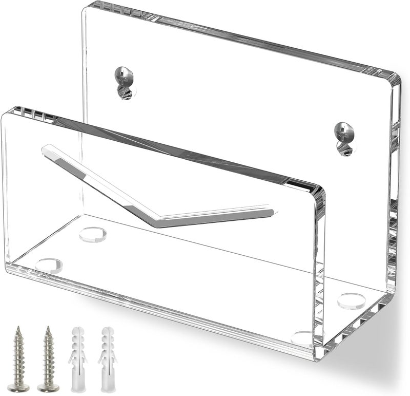FUCDTEFC Acrylic Mail Holder, Mail Organizer Wall Mounted Clear File Letter Organizer, Vertical Envelope Mail Holder for Desk, Lightweight Countertop Bill Sorter Invoice Stand for Home Office School - Image 1
